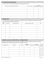 DOH Form 672-104 Veterinary Specialty License Application Packet - Washington, Page 10