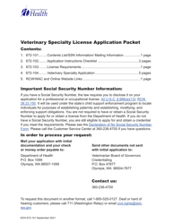 DOH Form 672-104 Veterinary Specialty License Application Packet - Washington