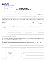 DOH Form 672-001 Veterinary License Application Packet - Washington, Page 15