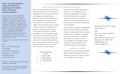 DSHS Formulario 22-552 Queja Sobre Discriminacion - Programa Alimentos Basicos - Washington (Spanish), Page 2
