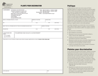 DSHS Form 22-171 Discrimination Complaint - Washington (French), Page 2