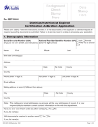 DOH Form 687-006 Dietitian/Nutritionist Expired Certification Activation Application Packet - Washington, Page 5