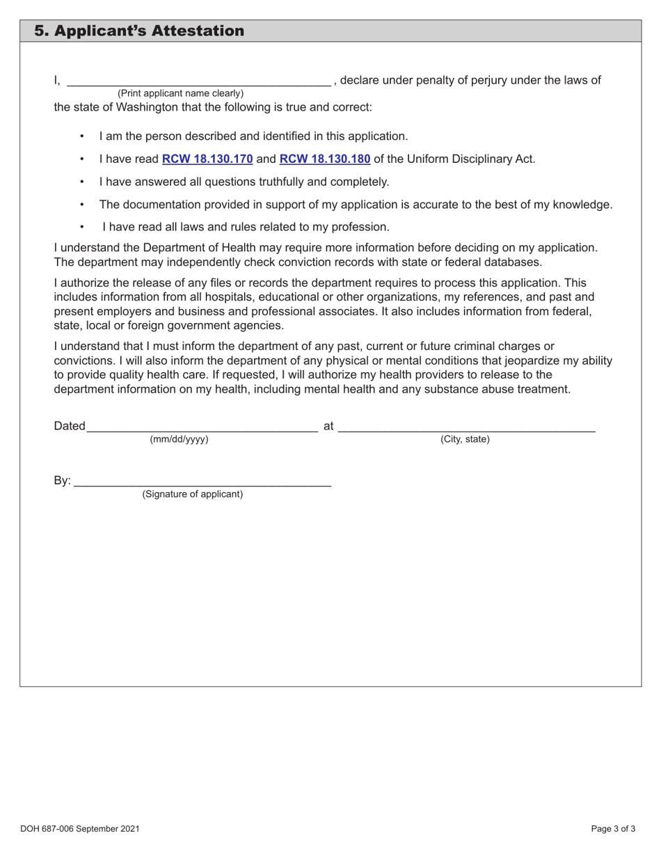 DOH Form 687-006 Dietitian / Nutritionist Expired Certification Activation Application Packet - Washington, Page 7