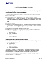 DOH Form 687-001 Dietitian/Nutritionist Certification Application Packet - Washington, Page 5