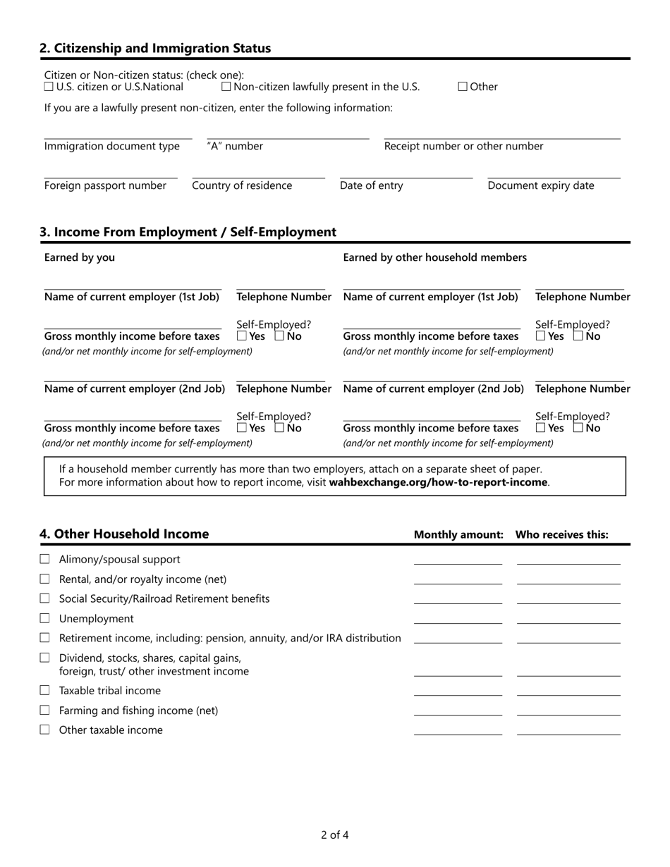 Form HCA13-781 Application for Family Planning Only Services - Washington, Page 4