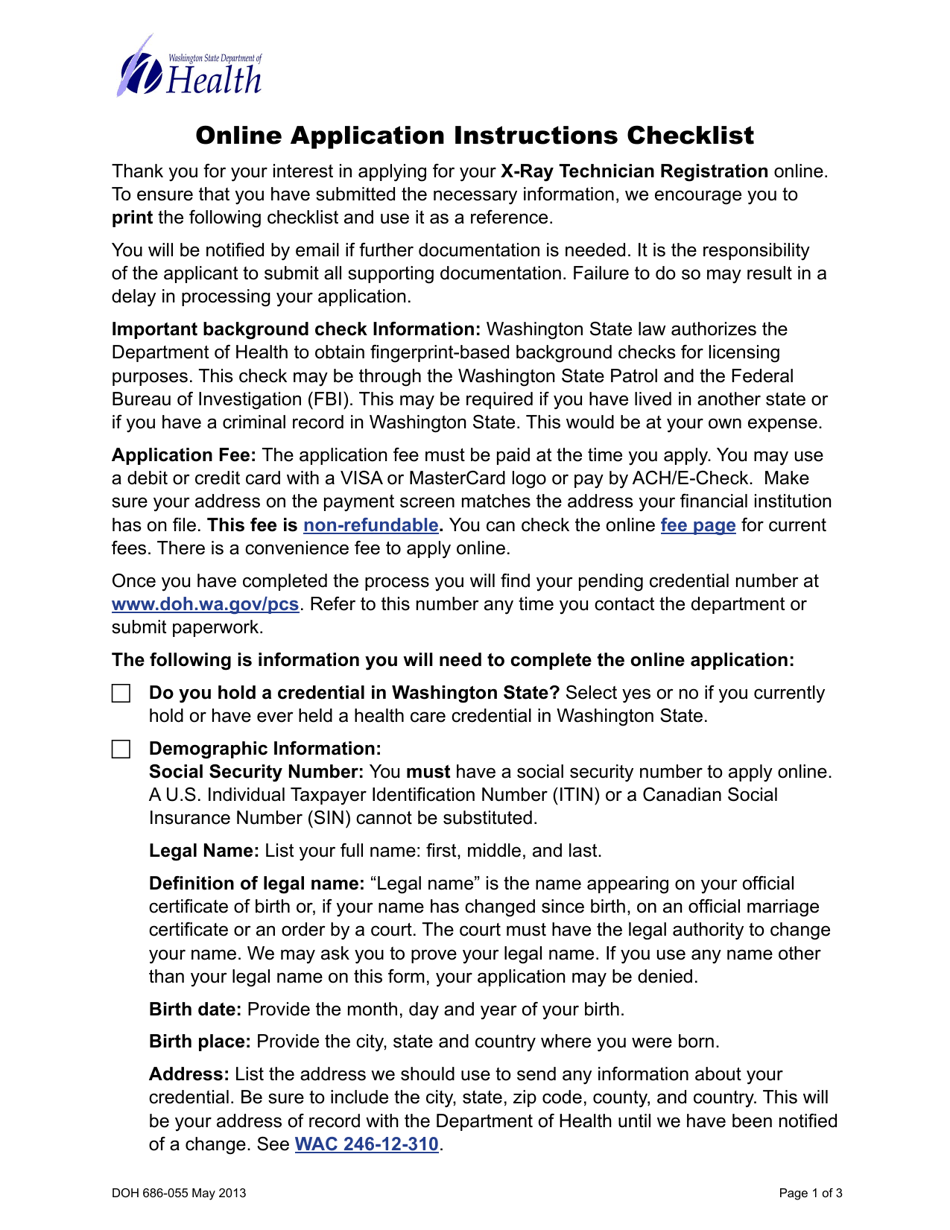 Download Instructions for DOH Form 686022 XRay Limited Scope