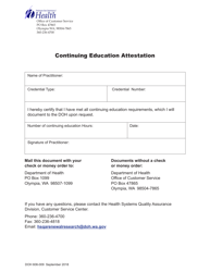 Document preview: DOH Form 606-009 Continuing Education Attestation - Washington