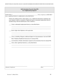 Document preview: Self-attestation Form for Item P30 - Low Employment Prospects - North Carolina