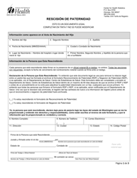 Document preview: DOH Formulario 422-157 Rescision De Paternidad - Washington (Spanish)