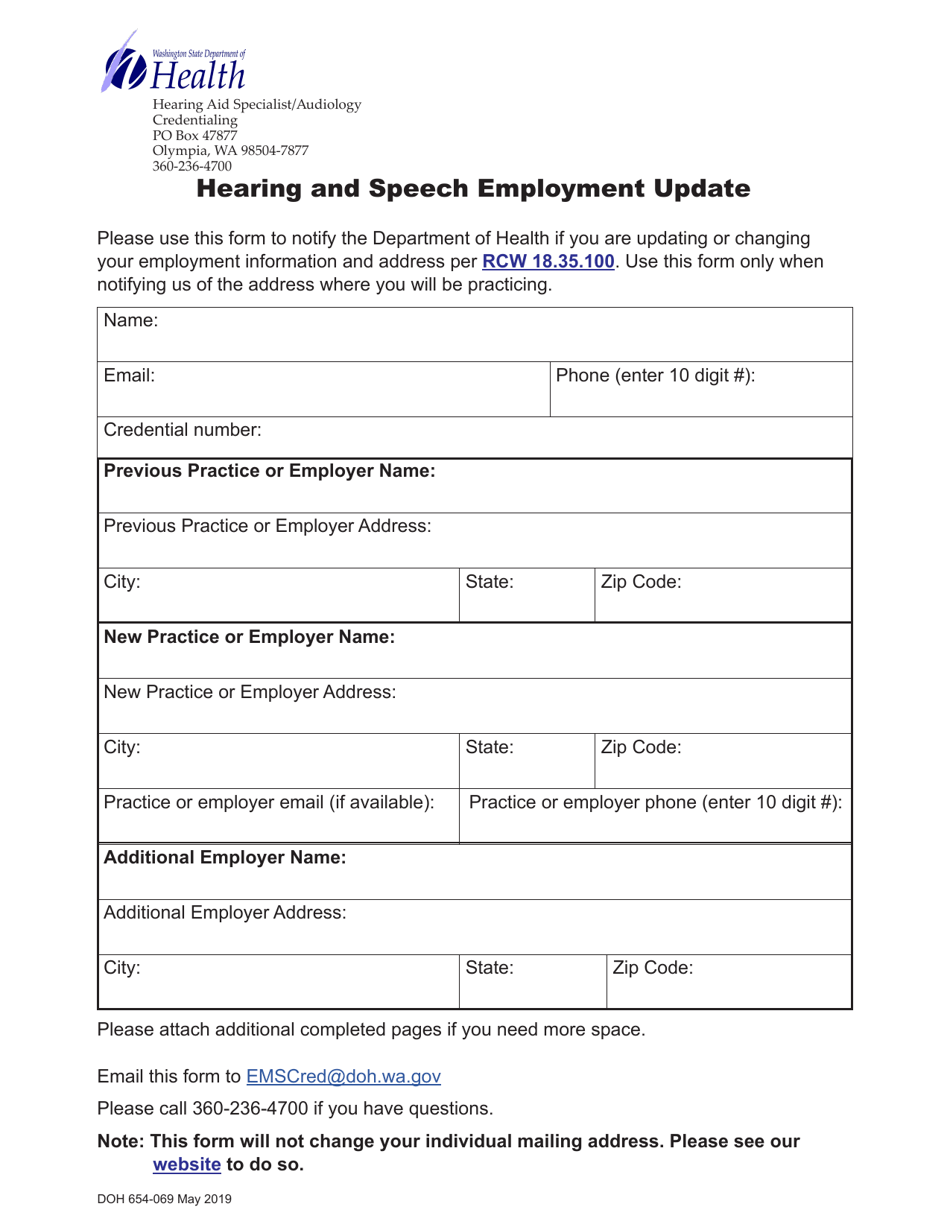 DOH Form 654-069 - Fill Out, Sign Online and Download Printable PDF ...