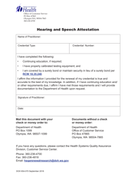 Document preview: DOH Form 654-070 Hearing and Speech Attestation - Washington