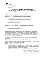 DOH Form 645-141 Practice Plan and Agreement for Dental Hygiene Services in Senior Centers - Washington