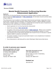 Document preview: DOH Form 670-226 Mental Health Counselor Co-occurring Disorder Enhancement Application - Washington