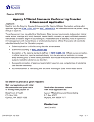 Document preview: DOH Form 670-224 Agency Affiliated Counselor Co-occurring Disorder Enhancement Application - Washington