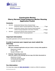 Document preview: DOH Form 505-040 Cherry Harvest Camp/Temporary Worker Housing Construction Review Application - Washington