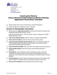DOH Form 505-040 Cherry Harvest Camp/Temporary Worker Housing Construction Review Application - Washington, Page 2