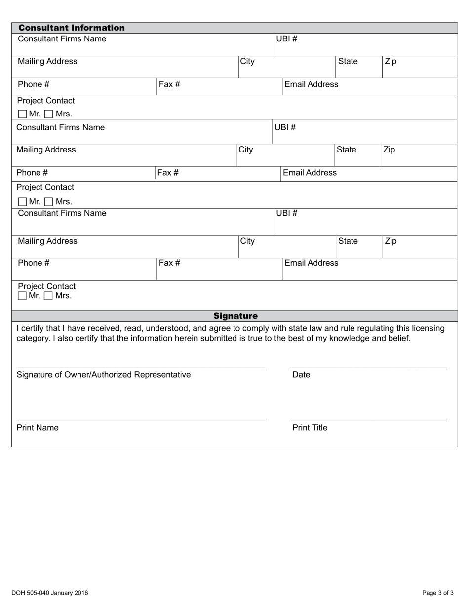 DOH Form 505-040 Cherry Harvest Camp / Temporary Worker Housing Construction Review Application - Washington, Page 6