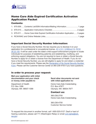 DOH Form 675-010 Home Care Aide Expired Certification Activation Application - Washington