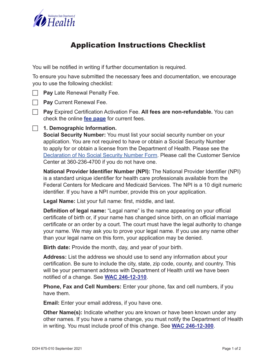 DOH Form 675010 Fill Out, Sign Online and Download Printable PDF