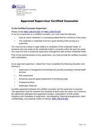 DOH Form 670-119 Approved Supervisor Certified Counselor - Washington