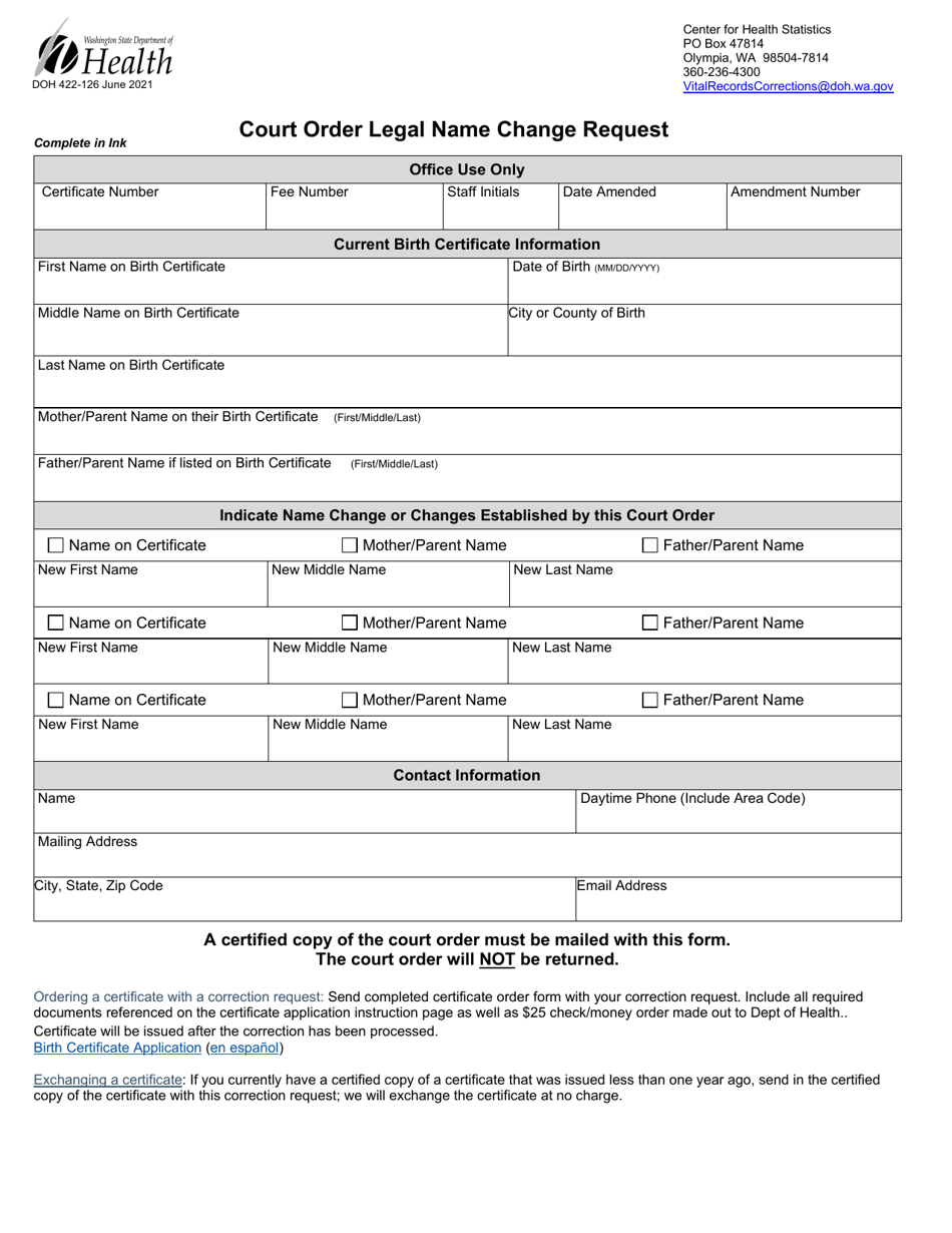 Doh form 422 126 download printable pdf or fill online court order