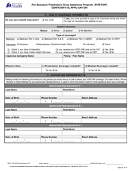 DOH Form 150-053 Pre-exposure Prophylaxis Drug Assistance Program (Prep Dap) Confidential Application - Washington, Page 3