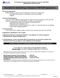 DOH Form 150-053 Pre-exposure Prophylaxis Drug Assistance Program (Prep Dap) Confidential Application - Washington, Page 9