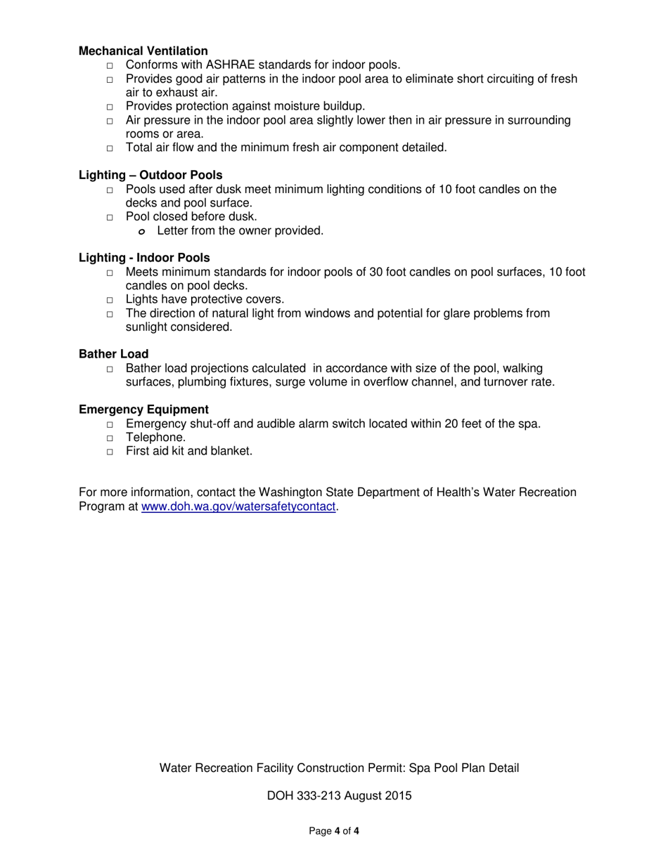 DOH Form 333-213 SPA Pool Plan Detail - Washington, Page 4