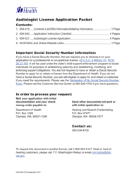Document preview: DOH Form 654-021 Audiologist License Application Packet - Washington