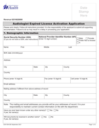 DOH Form 654-050 Audiologist Expired License Activation Application - Washington, Page 5