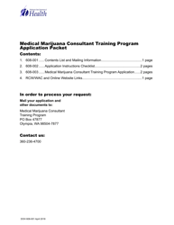 Document preview: DOH Form 608-003 Medical Marijuana Consultant Training Program Application - Washington