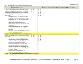 Care Continuity Worksheet, State Surveyor Worksheet - Washington, Page 2