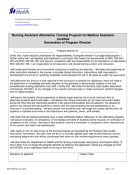 Document preview: DOH Form 669-302 Declaration of Program Director - Nursing Assistant Alternative Training Program for Medical Assistant-Certified - Washington