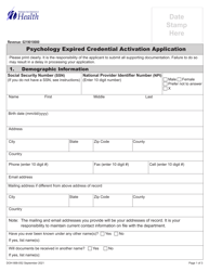 DOH Form 668-050 Psychology Expired Credential Activation Application - Washington, Page 5