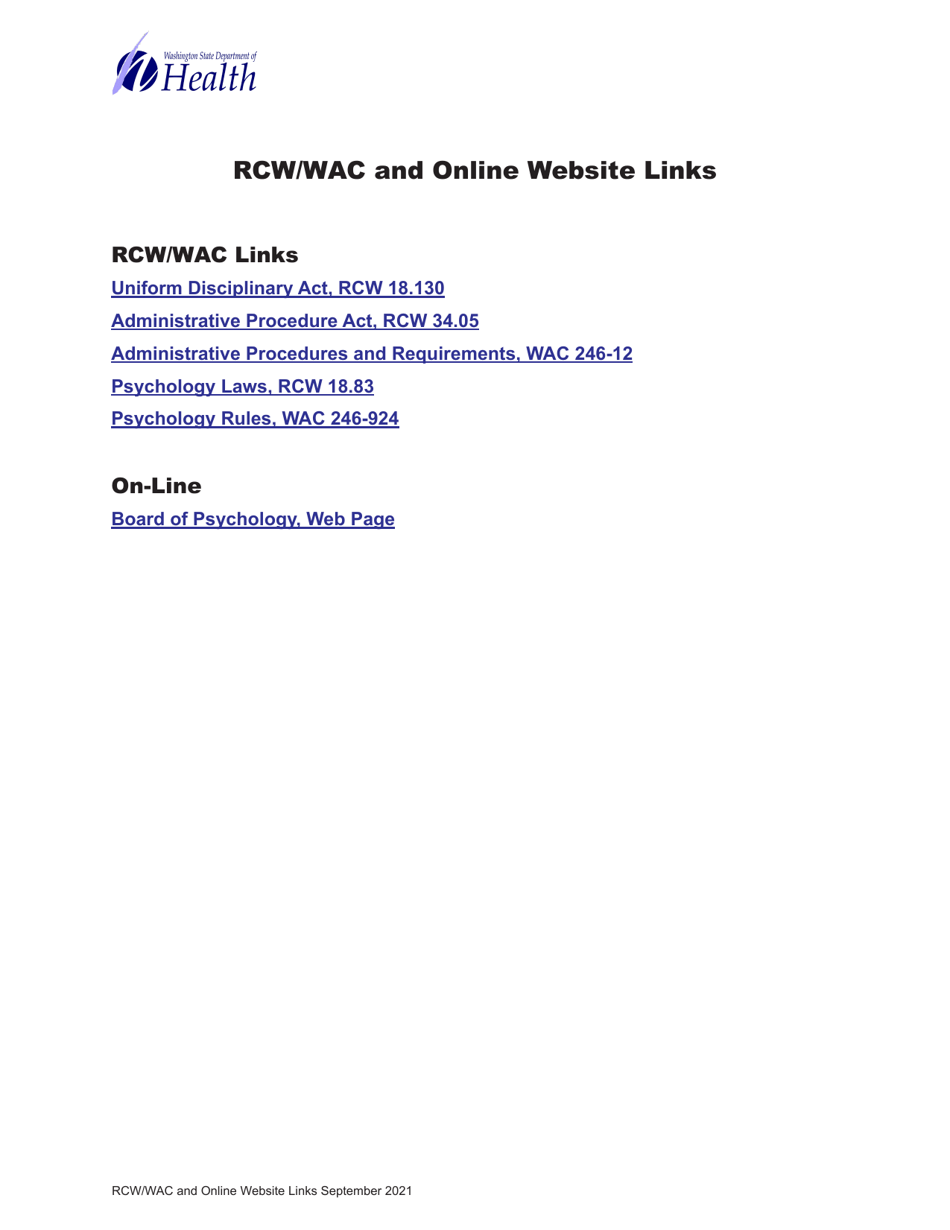 DOH Form 668-050 Psychology Expired Credential Activation Application - Washington, Page 9