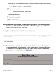 DOH Form 668-079 Applicant Form Requesting Disability-Based Accommodation for Examination(S) - Washington, Page 4