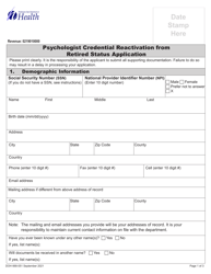 DOH Form 668-051 Psychologist Credential Reactivation From Retired Status Application - Washington, Page 5