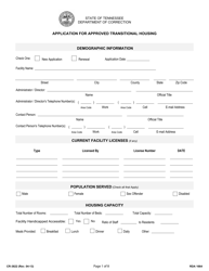 Form CR-3822 Application for Approved Transitional Housing - Tennessee