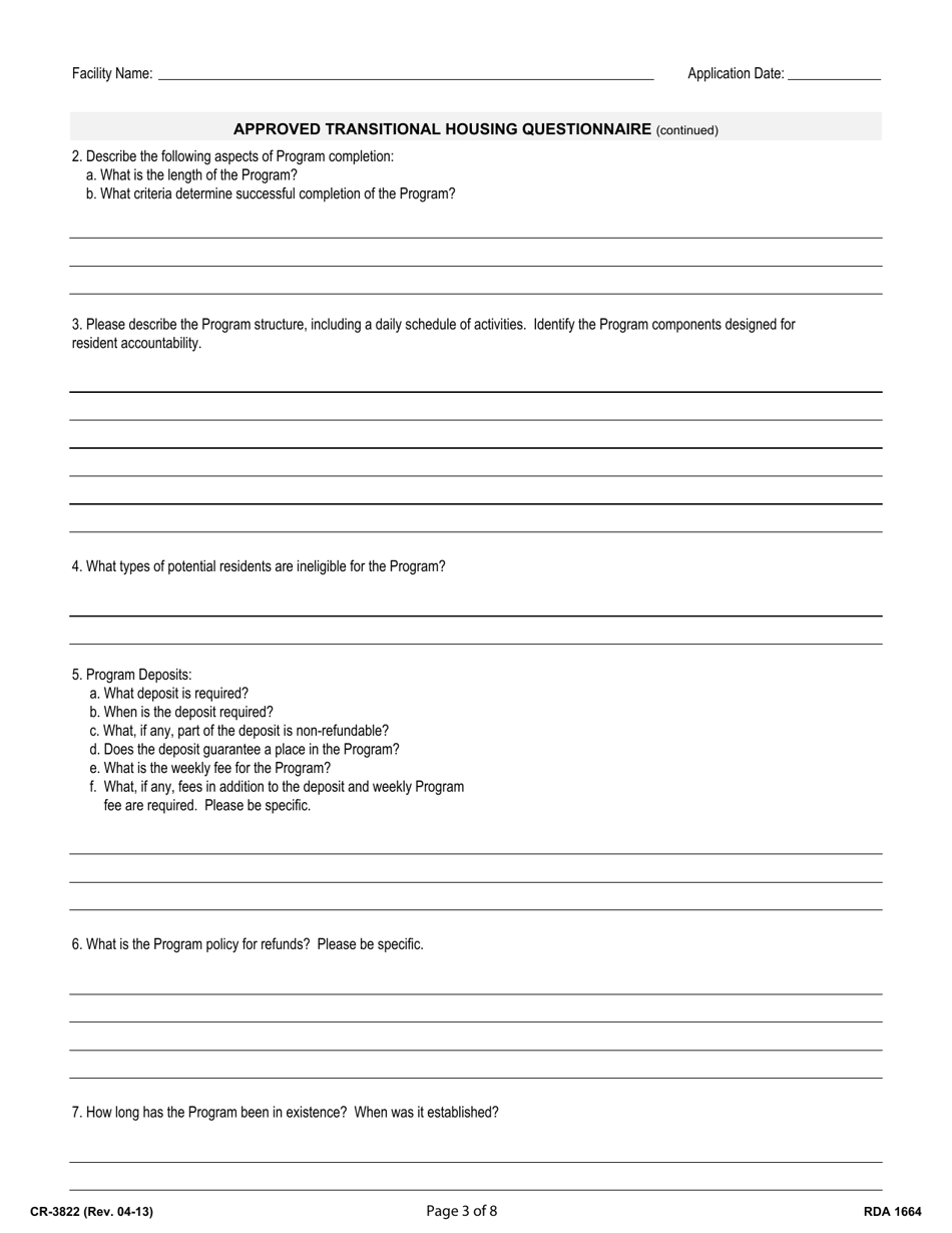 Form CR-3822 Application for Approved Transitional Housing - Tennessee, Page 3