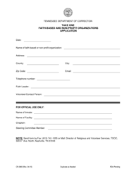 Form CR-3865 Take One Faith-Based and Non-profit Organizations Application - Tennessee