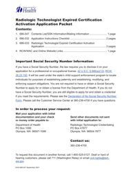 DOH Form 686-033 Radiologic Technologist Expired Certification Activation Application - Washington