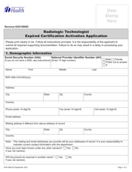 DOH Form 686-033 Radiologic Technologist Expired Certification Activation Application - Washington, Page 5
