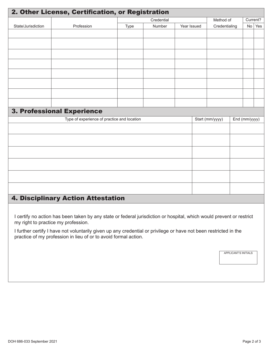 DOH Form 686-033 Radiologic Technologist Expired Certification Activation Application - Washington, Page 6