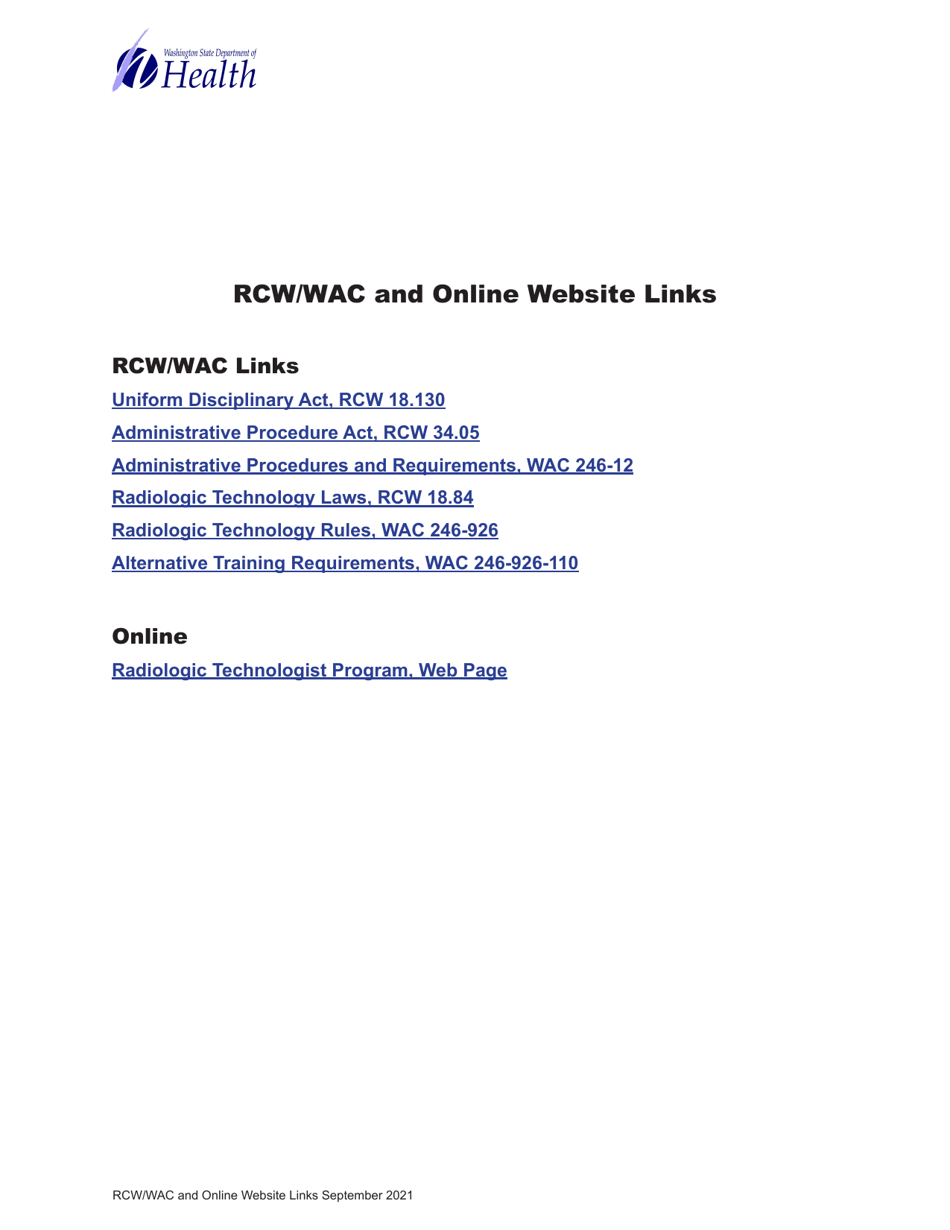 DOH Form 686-033 Radiologic Technologist Expired Certification Activation Application - Washington, Page 9