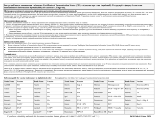 DOH Form 348-013 Certificate of Immunization Status (Cis) - Washington (English/Ukrainian), Page 2