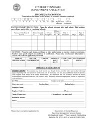 Employment Application - Tennessee, Page 3