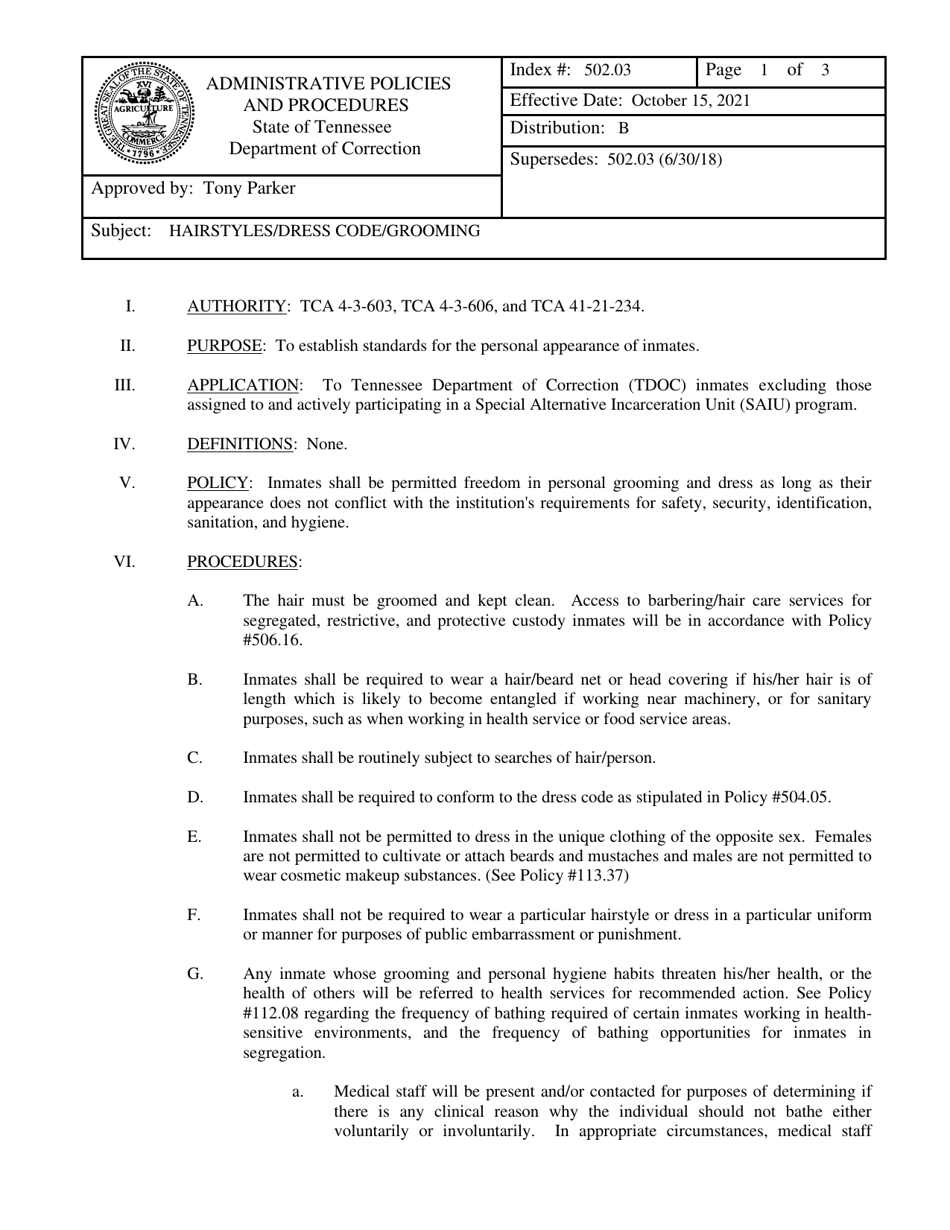 Form CR-2592 Accident / Incident / Traumatic Injury Report - Hairstyles / Dress Code / Grooming - Tennessee, Page 1