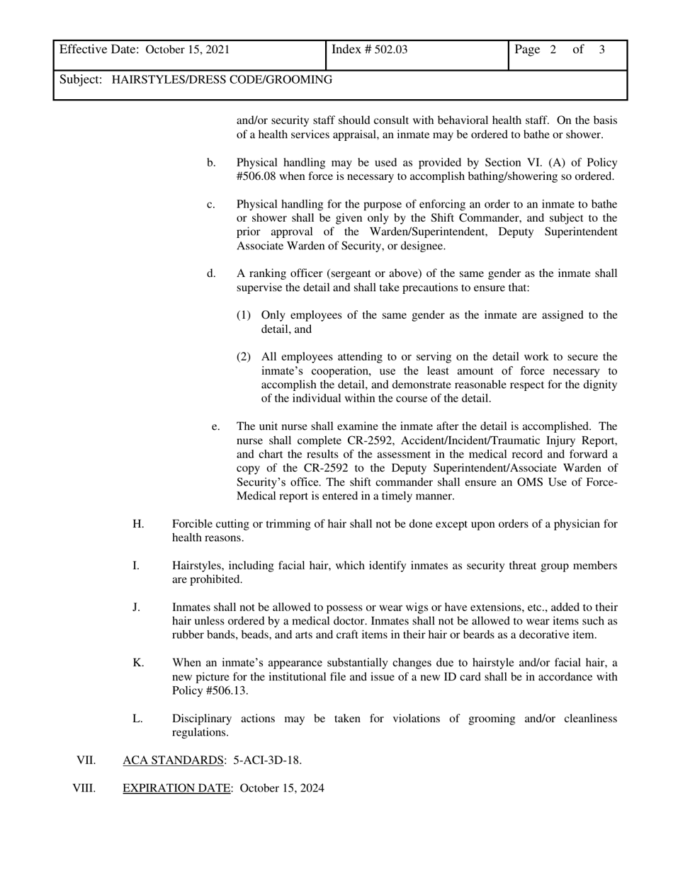 Form CR-2592 Accident / Incident / Traumatic Injury Report - Hairstyles / Dress Code / Grooming - Tennessee, Page 2