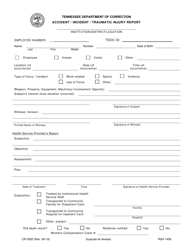Form CR-2592 Accident/Incident/Traumatic Injury Report - Hairstyles/Dress Code/Grooming - Tennessee, Page 3