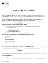 Document preview: DOH Form 670-109 Approved Supervisor Verification - Washington